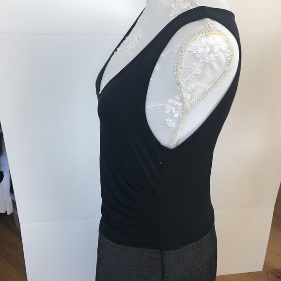 DKNY dress block black viscose stretch ontop & grey cotton sleeveless pockets 10 - Picture 3 of 16